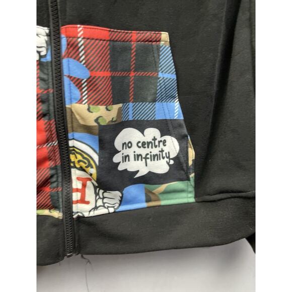 REBEL MINDS Sweatshirt Men's Size XXL Hoodie Full Zip Black Embroidered Pockets - Picture 6 of 8